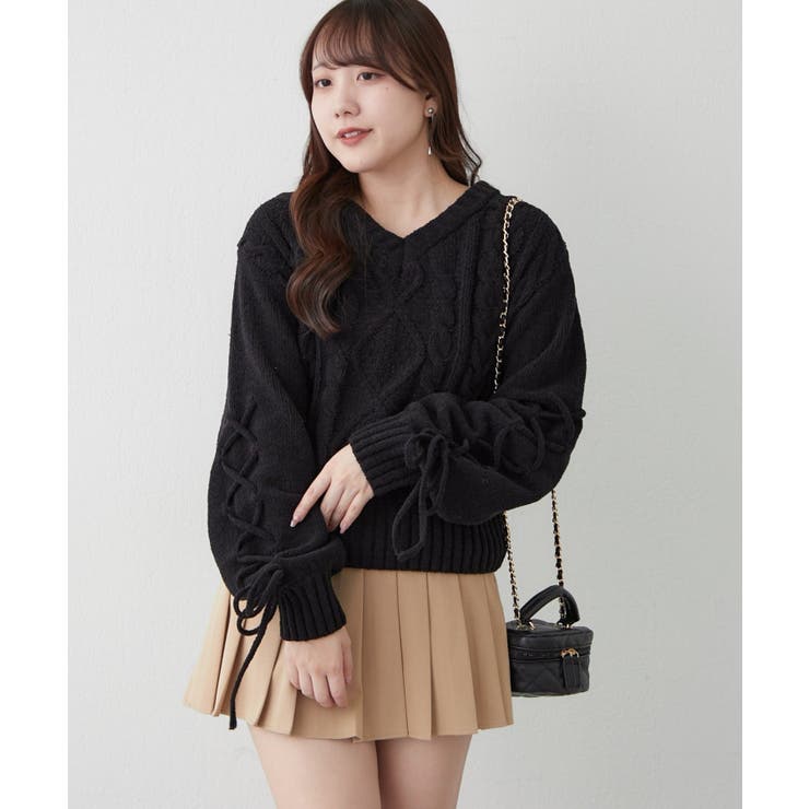 レースアップモールケーブルニット | NICE CLAUP / OLIVE des OLIVE　OUTLET | 詳細画像39 