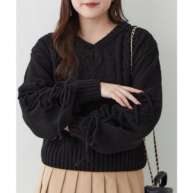 レースアップモールケーブルニット | NICE CLAUP / OLIVE des OLIVE　OUTLET | 詳細画像42 