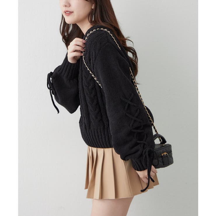 レースアップモールケーブルニット | NICE CLAUP / OLIVE des OLIVE　OUTLET | 詳細画像43 