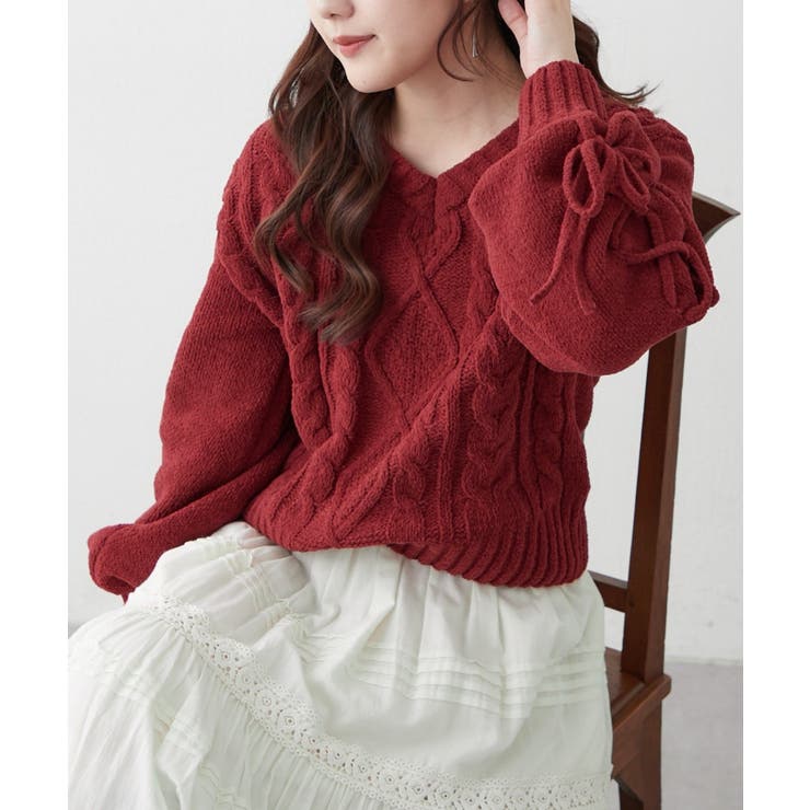 レースアップモールケーブルニット | NICE CLAUP / OLIVE des OLIVE　OUTLET | 詳細画像44 