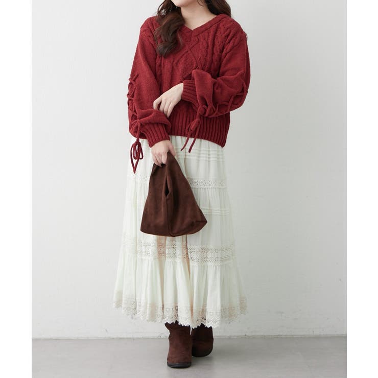 レースアップモールケーブルニット | NICE CLAUP / OLIVE des OLIVE　OUTLET | 詳細画像46 