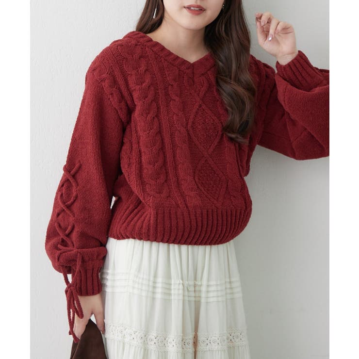 レースアップモールケーブルニット | NICE CLAUP / OLIVE des OLIVE　OUTLET | 詳細画像48 