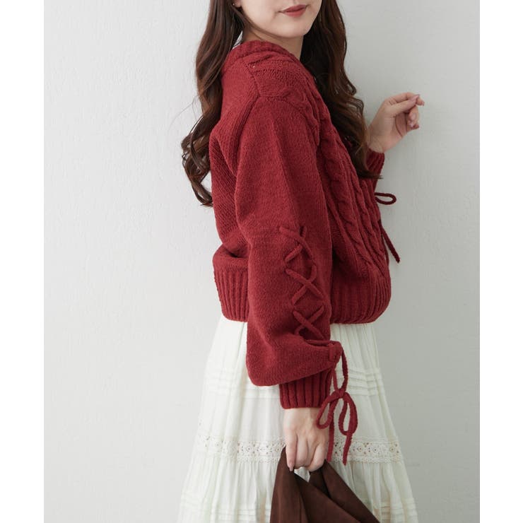 レースアップモールケーブルニット | NICE CLAUP / OLIVE des OLIVE　OUTLET | 詳細画像50 