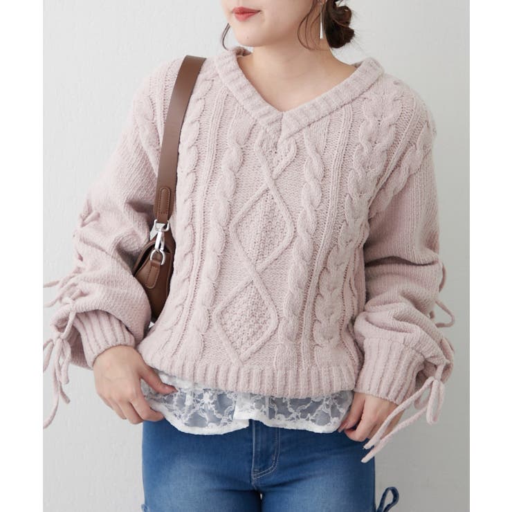 レースアップモールケーブルニット | NICE CLAUP / OLIVE des OLIVE　OUTLET | 詳細画像53 