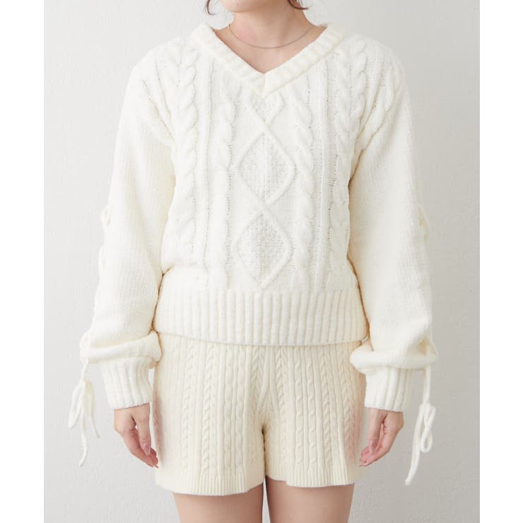 レースアップモールケーブルニット | NICE CLAUP / OLIVE des OLIVE　OUTLET | 詳細画像59 