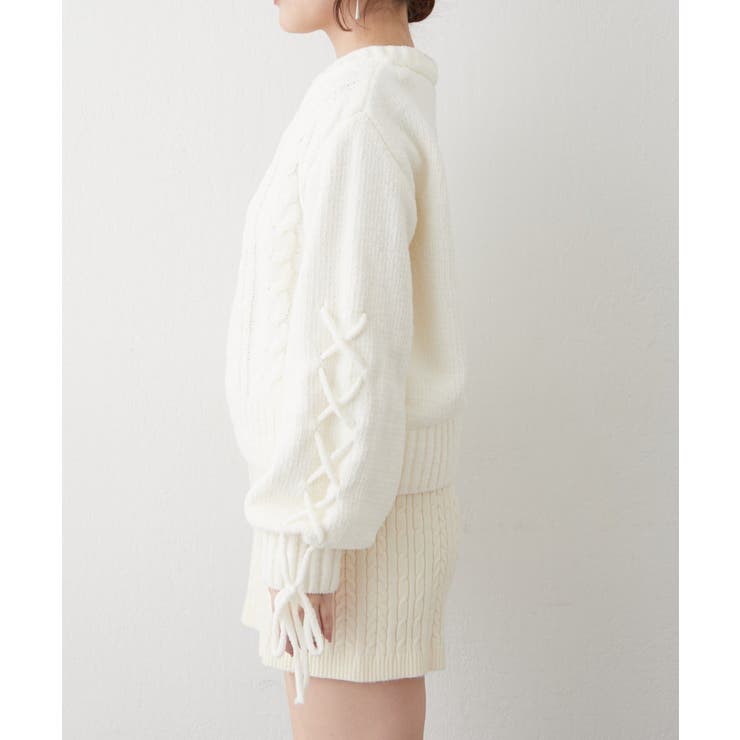 レースアップモールケーブルニット | NICE CLAUP / OLIVE des OLIVE　OUTLET | 詳細画像60 