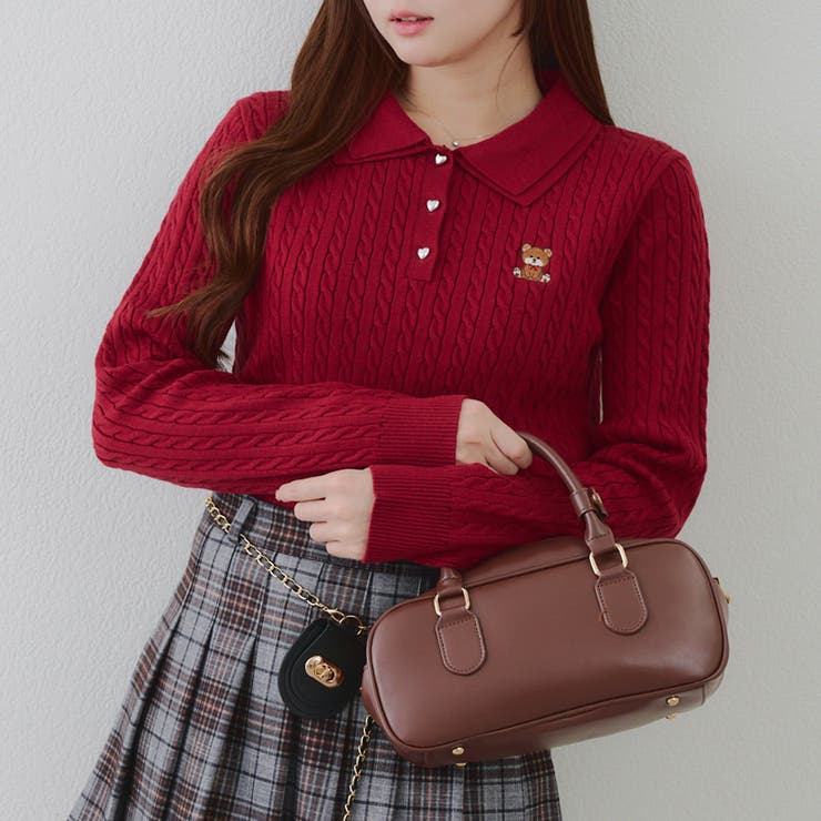ボルドー | くまさんケーブルポロニット | NICE CLAUP / OLIVE des OLIVE　OUTLET