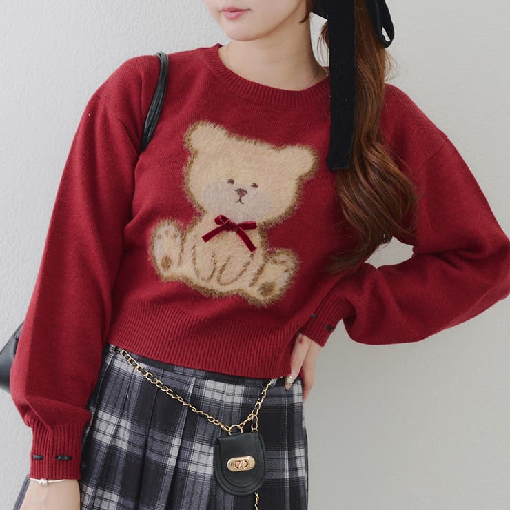 リボンくまさんニット | NICE CLAUP / OLIVE des OLIVE　OUTLET | 詳細画像1 