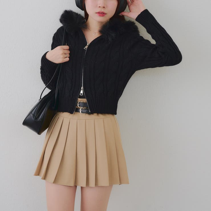 ブラック | ケーブルファーパーカー | NICE CLAUP / OLIVE des OLIVE　OUTLET