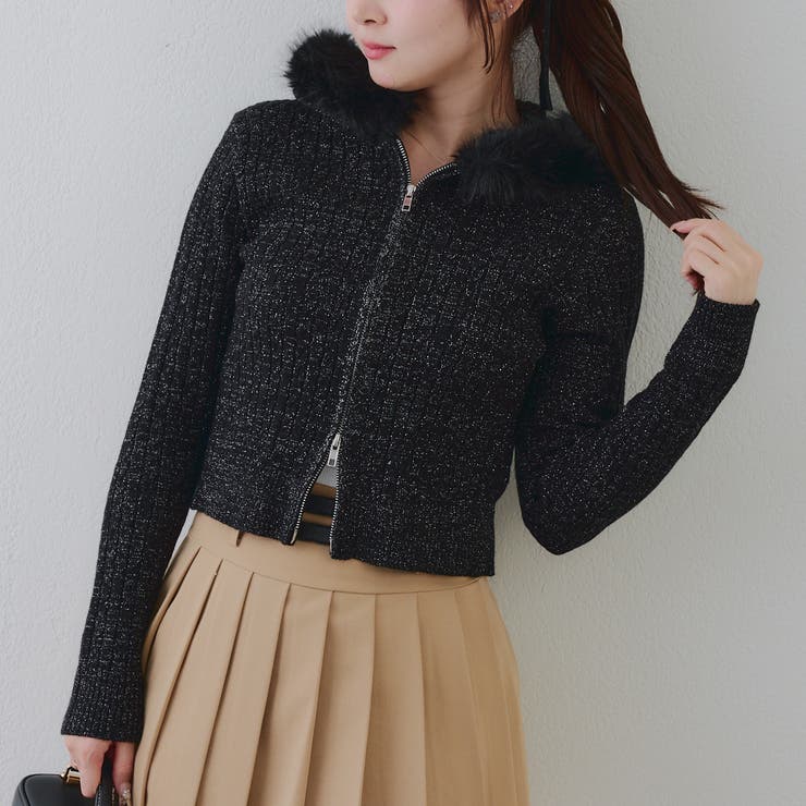 ブラック | キラキラケーブルファーパーカー | RMAF　NICE CLAUP / OLIVE des OLIVE