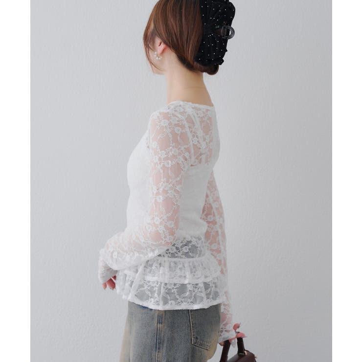 チュールレーストップス[品番：NCLW0016484]｜NICE CLAUP / OLIVE des