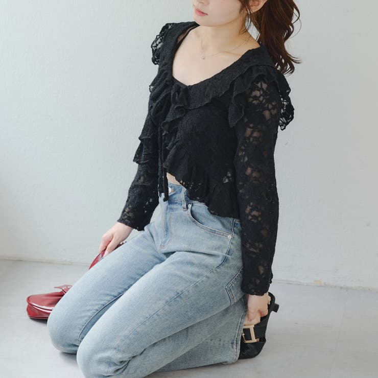 起毛カットジャガードラッフルカーディガン | NICE CLAUP / OLIVE des OLIVE　OUTLET | 詳細画像15 