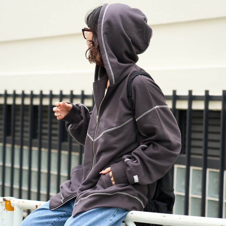 NUNIFE】配色ステッチBIGパーカー[品番：OLOW0016742]｜RMAF NICE