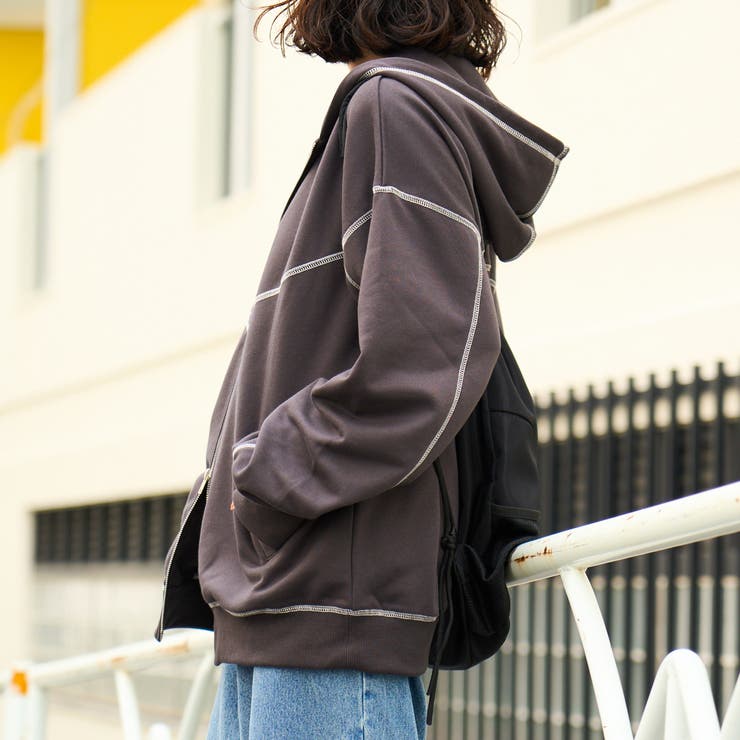 NUNIFE】配色ステッチBIGパーカー[品番：OLOW0016742]｜RMAF NICE