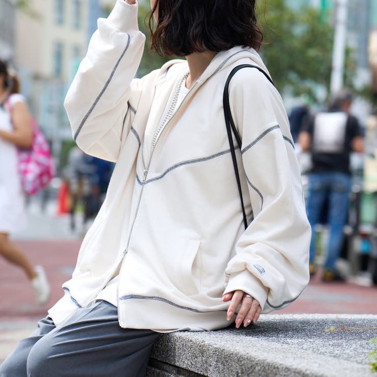 NUNIFE】配色ステッチBIGパーカー[品番：OLOW0016742]｜RMAF NICE