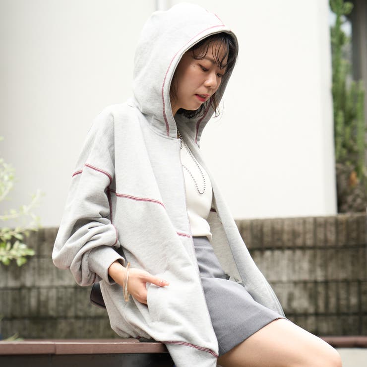 NUNIFE】配色ステッチBIGパーカー[品番：OLOW0016742]｜RMAF NICE