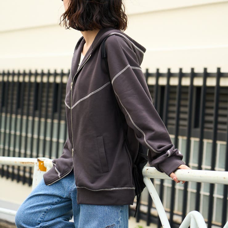 NUNIFE】配色ステッチBIGパーカー[品番：OLOW0016742]｜RMAF NICE