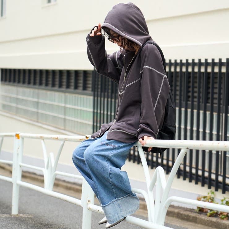 NUNIFE】配色ステッチBIGパーカー[品番：OLOW0016742]｜RMAF NICE