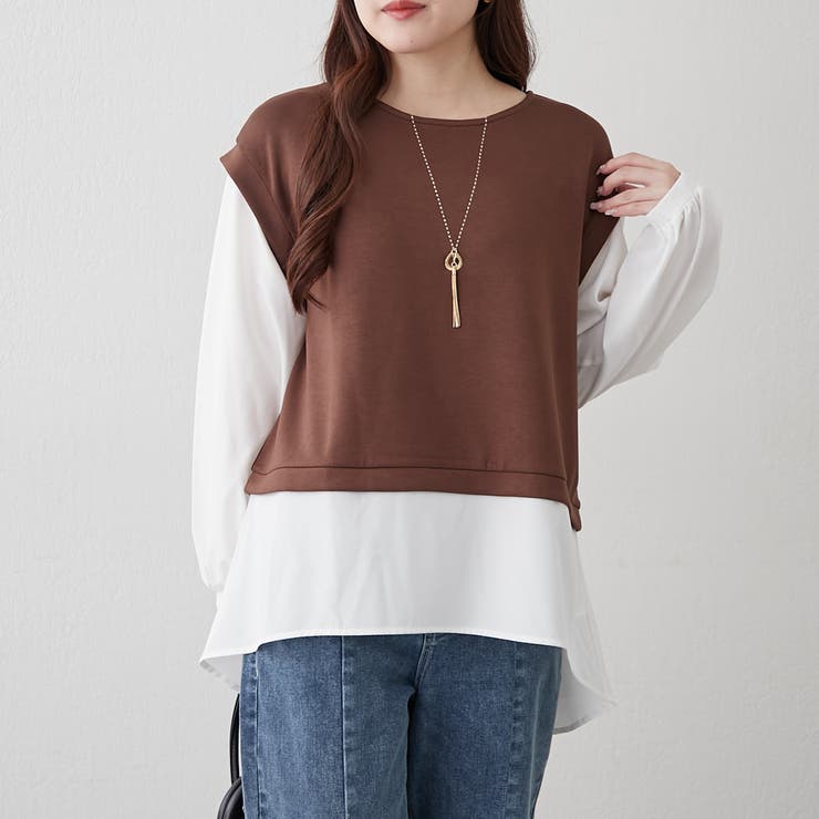 ネックレス刺繍ドッキングプルオーバー | NICE CLAUP / OLIVE des OLIVE　OUTLET | 詳細画像3 