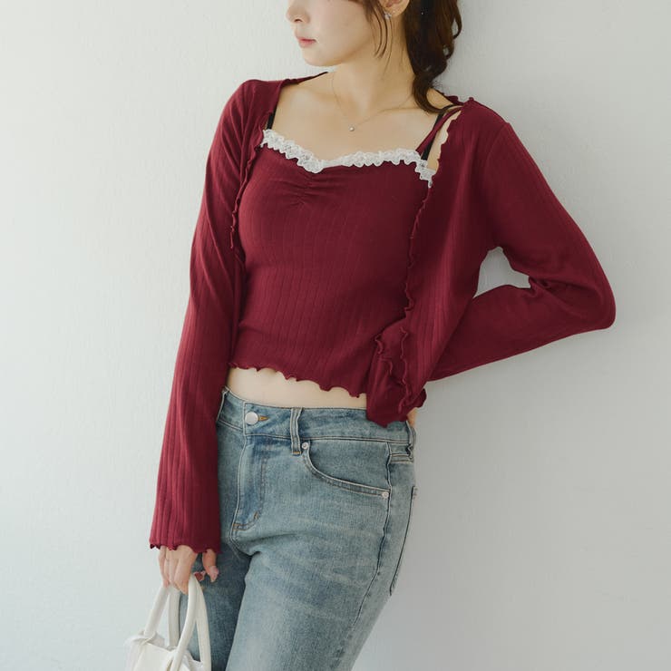 【2枚SET】レース付ワイドリブアンサンブル | NICE CLAUP / OLIVE des OLIVE　OUTLET | 詳細画像2 