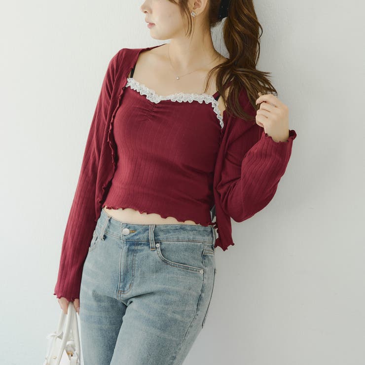 【2枚SET】レース付ワイドリブアンサンブル | NICE CLAUP / OLIVE des OLIVE　OUTLET | 詳細画像3 