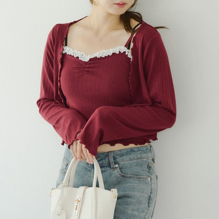【2枚SET】レース付ワイドリブアンサンブル | NICE CLAUP / OLIVE des OLIVE　OUTLET | 詳細画像4 