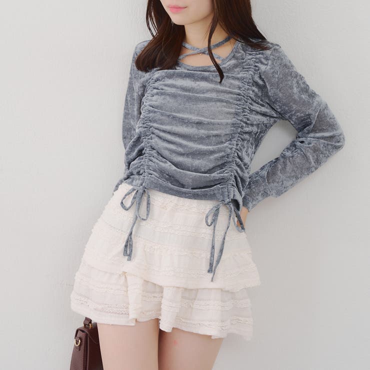 ブル-グレ- | チョーカー付ドロストプルオーバー | NICE CLAUP / OLIVE des OLIVE　OUTLET