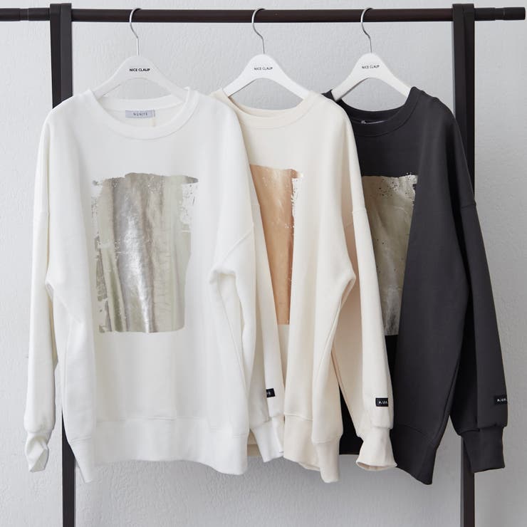 【NUNIFE】箔プリント裏起毛スウェット | RMAF　NICE CLAUP / OLIVE des OLIVE | 詳細画像1 