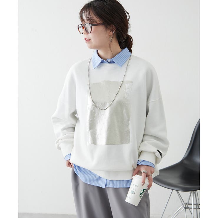 【NUNIFE】箔プリント裏起毛スウェット | RMAF　NICE CLAUP / OLIVE des OLIVE | 詳細画像3 