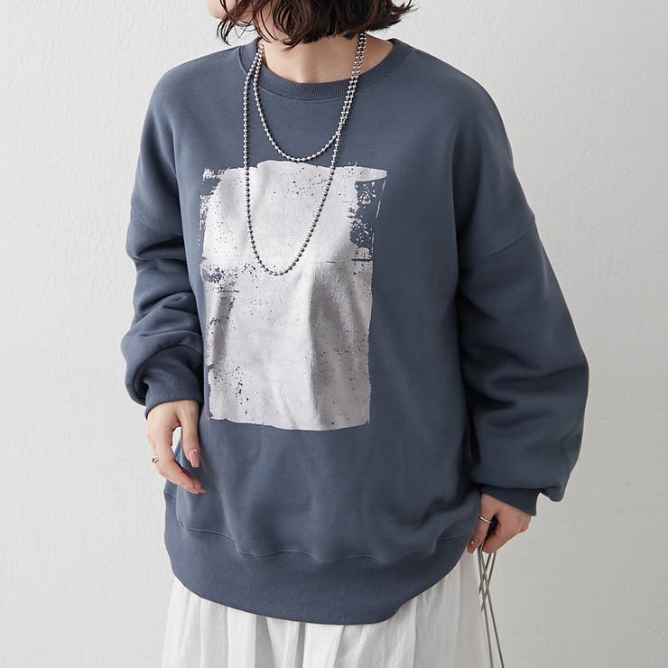 ブルー | 【NUNIFE】箔プリント裏起毛スウェット | RMAF　NICE CLAUP / OLIVE des OLIVE