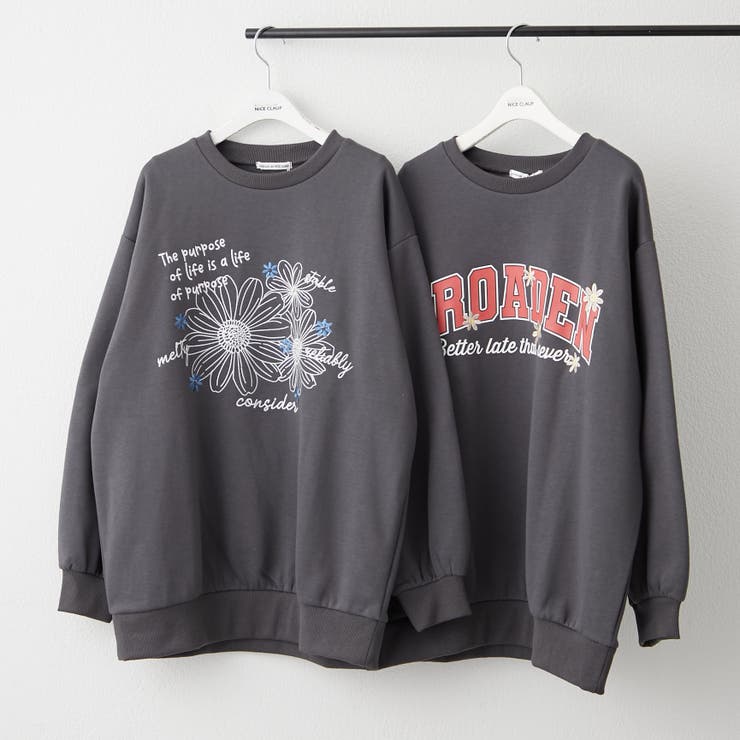 お花とロゴのアソート裏起毛プルオーバー | RMAF　NICE CLAUP / OLIVE des OLIVE | 詳細画像2 