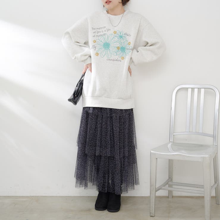 お花とロゴのアソート裏起毛プルオーバー | RMAF　NICE CLAUP / OLIVE des OLIVE | 詳細画像14 