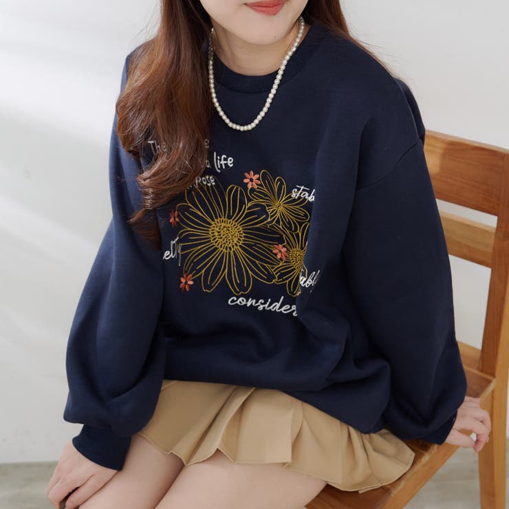 お花とロゴのアソート裏起毛プルオーバー | RMAF　NICE CLAUP / OLIVE des OLIVE | 詳細画像24 