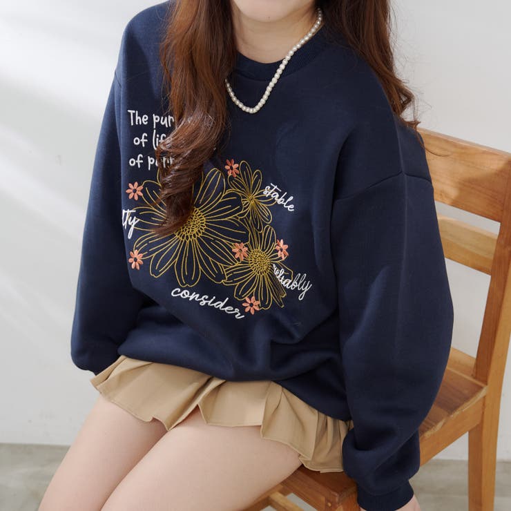 お花とロゴのアソート裏起毛プルオーバー | RMAF　NICE CLAUP / OLIVE des OLIVE | 詳細画像26 