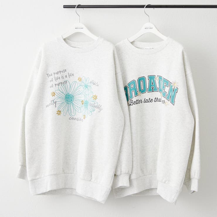 お花とロゴのアソート裏起毛プルオーバー | RMAF　NICE CLAUP / OLIVE des OLIVE | 詳細画像5 