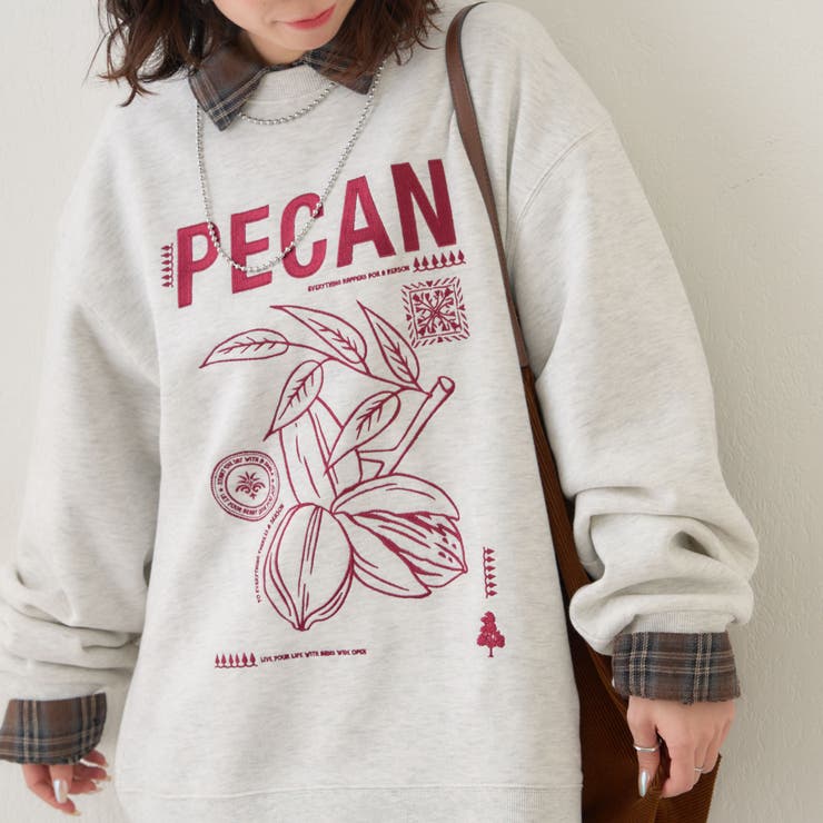 オートミール | 【NUNIFE】図案刺繍裏起毛スウェット | RMAF　NICE CLAUP / OLIVE des OLIVE