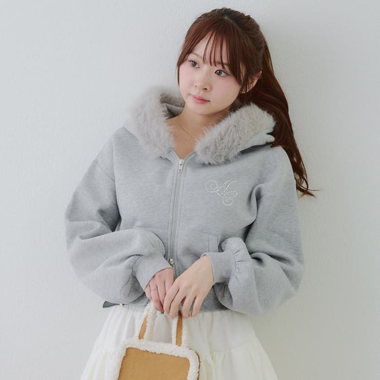 裏起毛で暖かい、ラメファーパーカー | RMAF　NICE CLAUP / OLIVE des OLIVE | 詳細画像14 