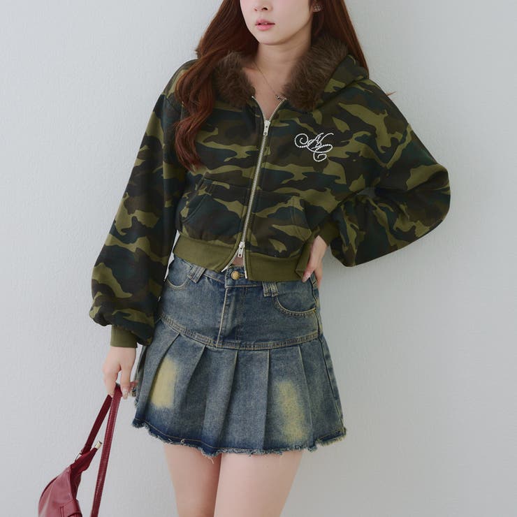 裏起毛で暖かい、ラメファーパーカー | RMAF　NICE CLAUP / OLIVE des OLIVE | 詳細画像7 