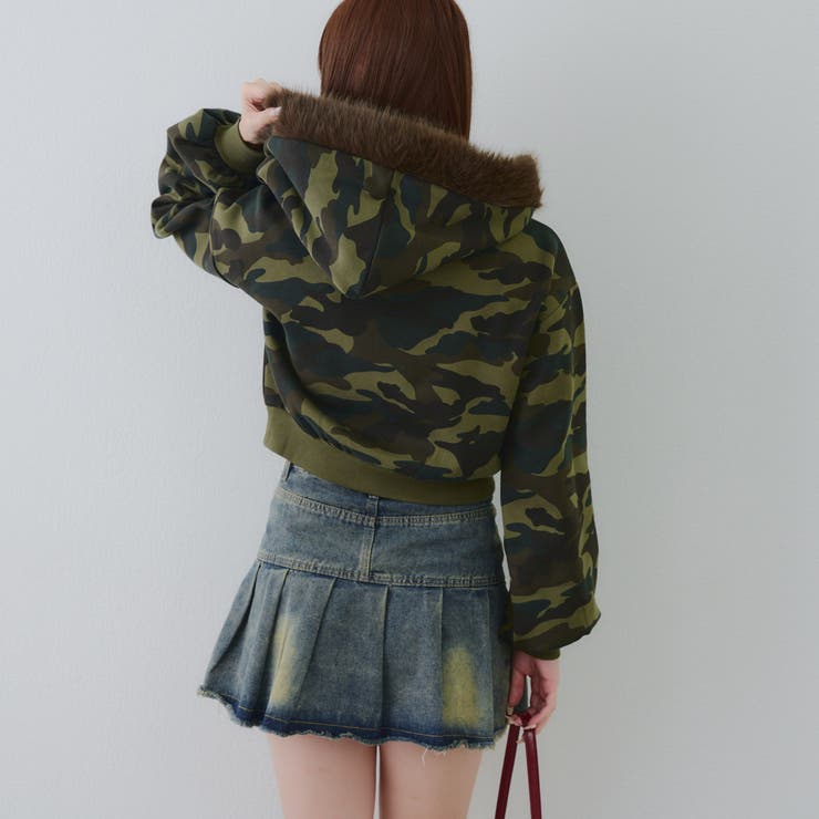 裏起毛で暖かい、ラメファーパーカー | RMAF　NICE CLAUP / OLIVE des OLIVE | 詳細画像9 