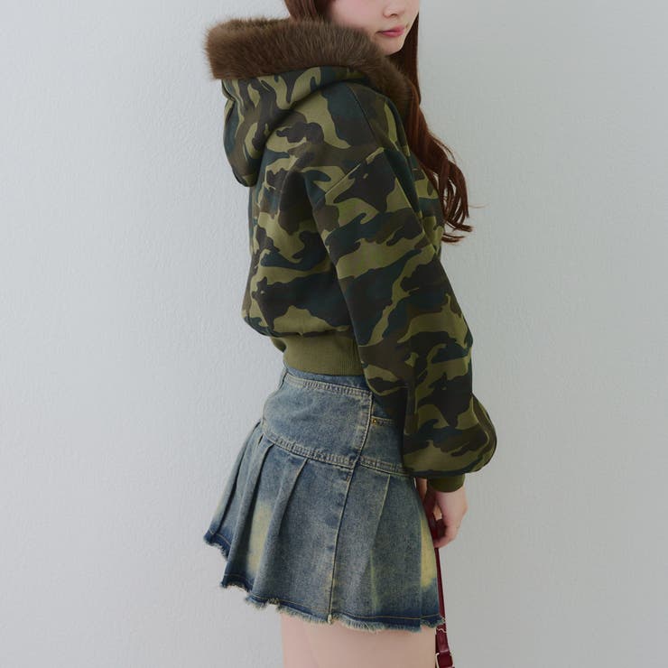 裏起毛で暖かい、ラメファーパーカー | RMAF　NICE CLAUP / OLIVE des OLIVE | 詳細画像10 