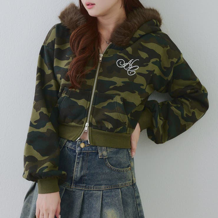 裏起毛で暖かい、ラメファーパーカー[品番：OLOW0017122]｜RMAF NICE