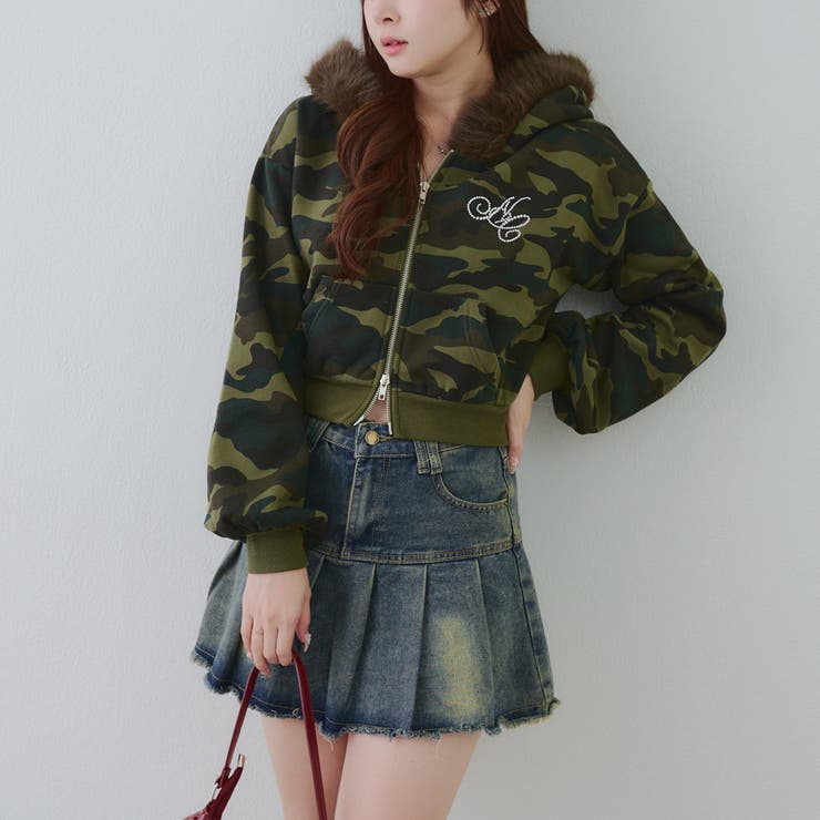 裏起毛で暖かい、ラメファーパーカー | RMAF　NICE CLAUP / OLIVE des OLIVE | 詳細画像11 