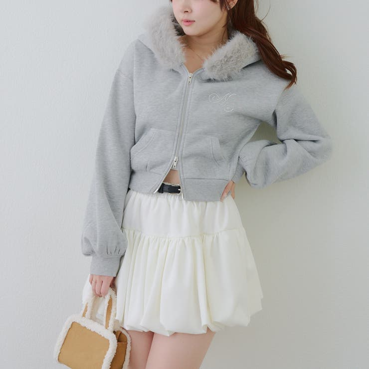 裏起毛で暖かい、ラメファーパーカー | RMAF　NICE CLAUP / OLIVE des OLIVE | 詳細画像16 