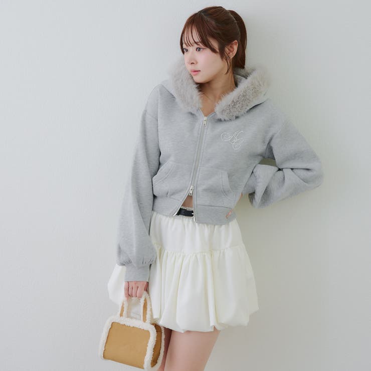 裏起毛で暖かい、ラメファーパーカー | RMAF　NICE CLAUP / OLIVE des OLIVE | 詳細画像20 