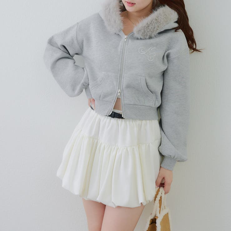 裏起毛で暖かい、ラメファーパーカー | RMAF　NICE CLAUP / OLIVE des OLIVE | 詳細画像22 