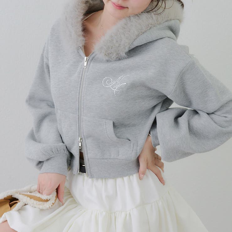 裏起毛で暖かい、ラメファーパーカー | RMAF　NICE CLAUP / OLIVE des OLIVE | 詳細画像26 