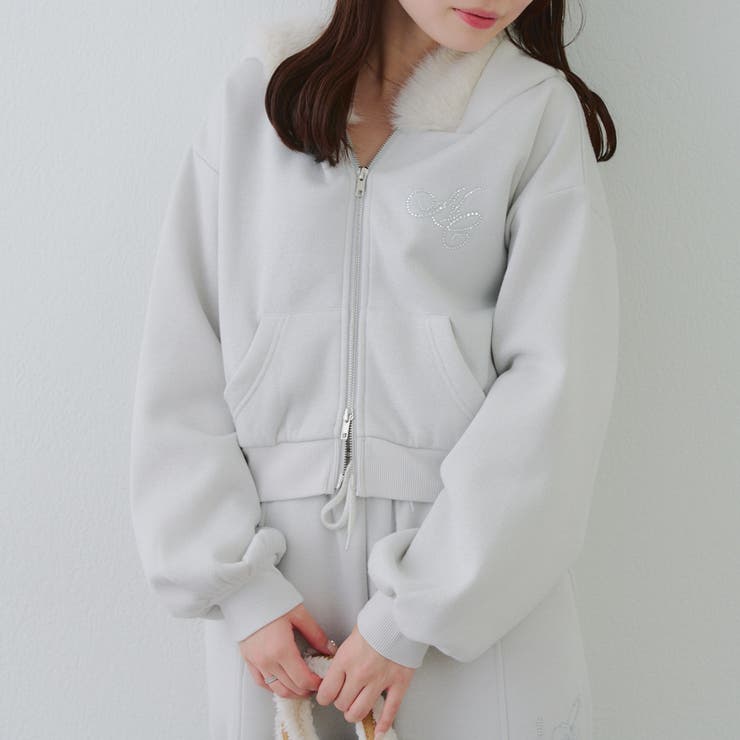 裏起毛で暖かい、ラメファーパーカー | RMAF　NICE CLAUP / OLIVE des OLIVE | 詳細画像35 