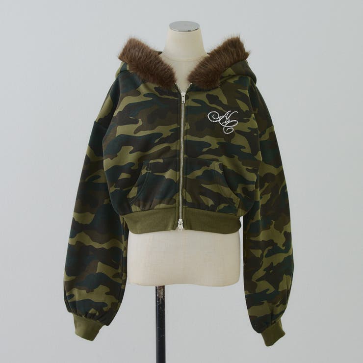 裏起毛で暖かい、ラメファーパーカー | RMAF　NICE CLAUP / OLIVE des OLIVE | 詳細画像2 