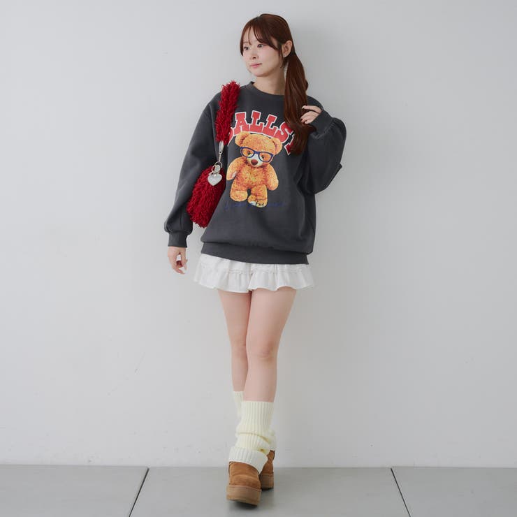 メガネを付けたくまさん裏起毛スウェット | NICE CLAUP / OLIVE des OLIVE　OUTLET | 詳細画像7 