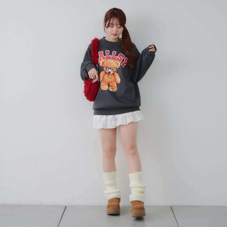 メガネを付けたくまさん裏起毛スウェット | NICE CLAUP / OLIVE des OLIVE　OUTLET | 詳細画像8 